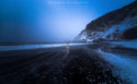 Reynisfjara plage de Vík í Mýrdal enneigée neige